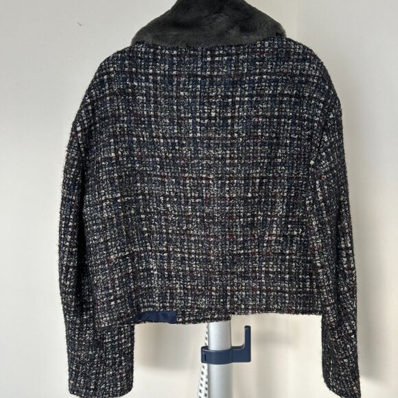 Luisa Cerano Grey Tweed Women's Cropped Coat Size EU 36 - Picture 3 of 11